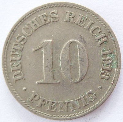  Deutsches Reich 10 Pfennig 1913 D K-N ss   