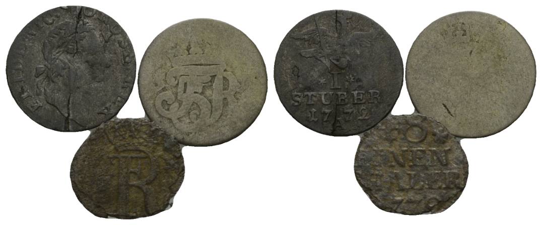  Altdeutschland; 3 Kleinmünzen 1772-1779   