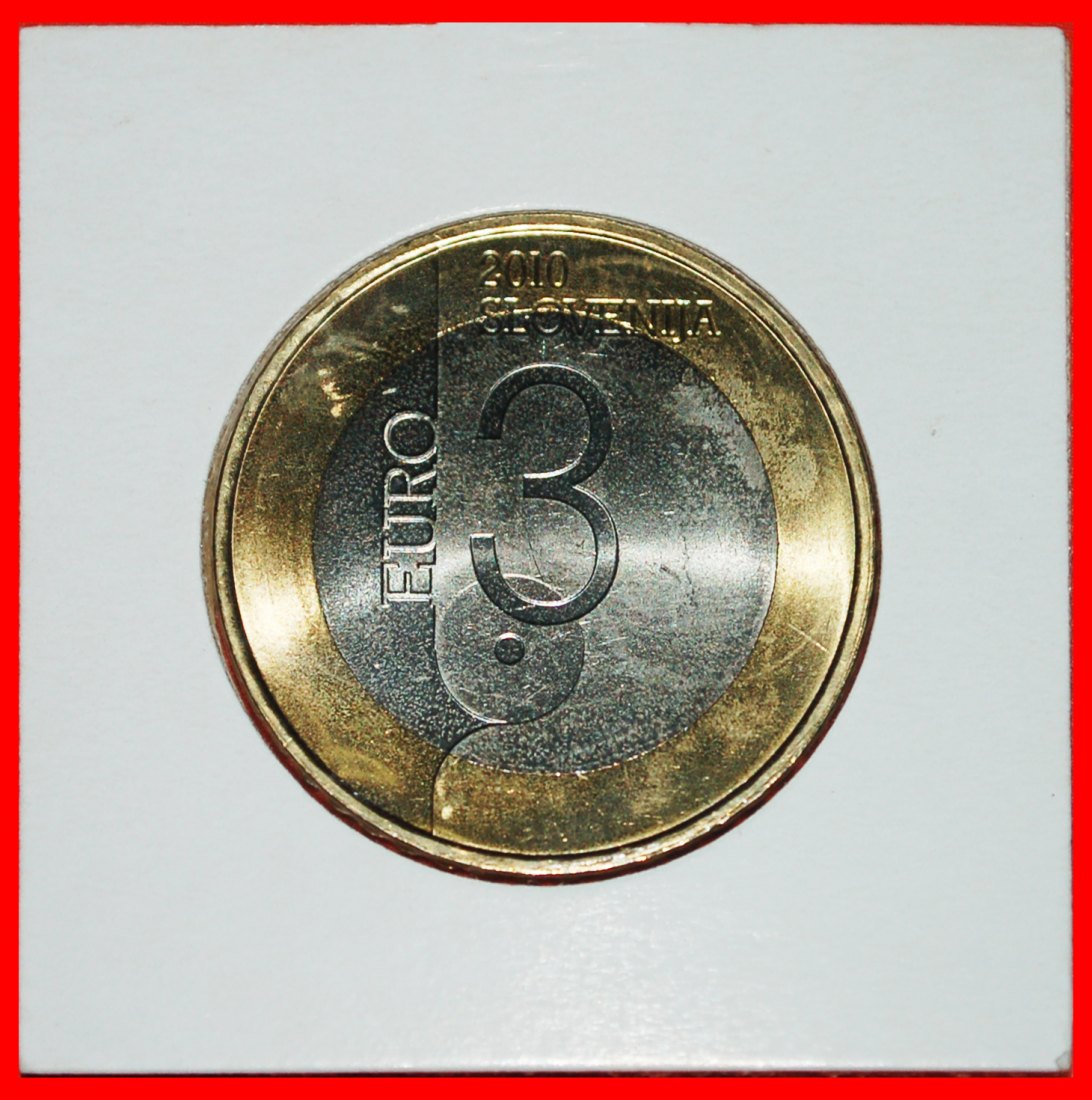  * BOOK BI-METALLIC: SLOVENIA ★ 3 EURO 2010 UNC MINT LUSTRE!★LOW START★ NO RESERVE!   