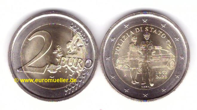 Italien 2 Euro Gedenkmünze 2022...Polizia di Stato   