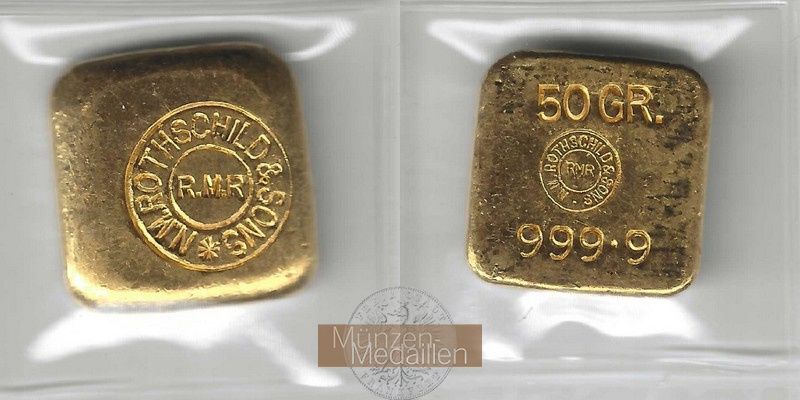 Deutschland / Großbritannien MM-Frankfurt Feingewicht: 50g Gold 50g Goldbarren (Rothschild)  