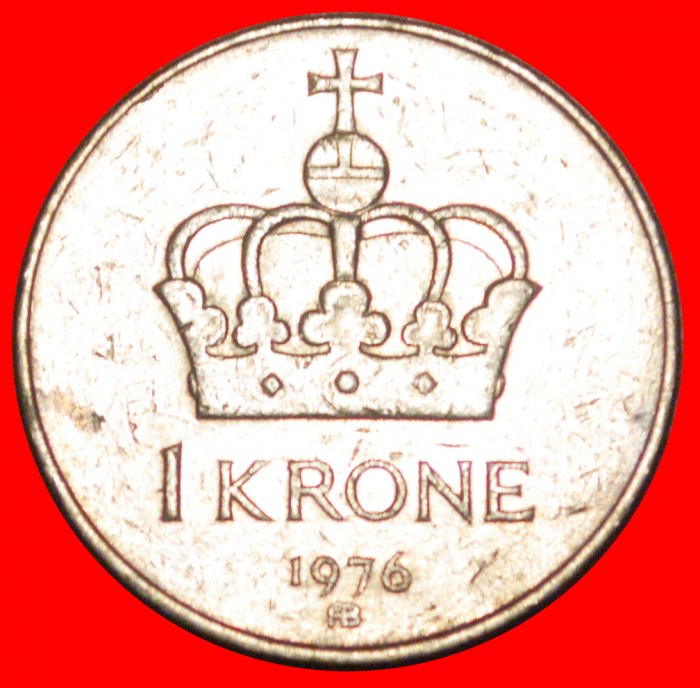  * PORTRAIT LEFT (1974-1991): NORWAY ★ 1 CROWN 1976AB! OLAV V (1957-1991) LOW START ★ NO RESERVE!   