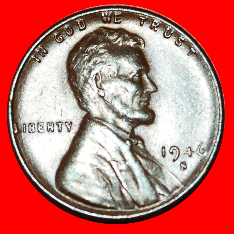  * WEIZEN PENNY (1909-1959): USA ★ 1 CENT 1946S! LINCOLN (1809-1865)! OHNE VORBEHALT!   