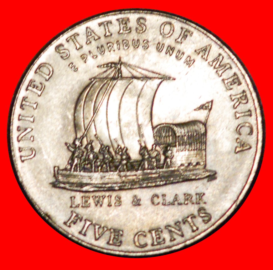* LEWIS & CLARK 1805: USA ★ 5 CENTS 2004D SHIP UNC! JEFFERSON (1801-1809) LOW START ★ NO RESERVE!