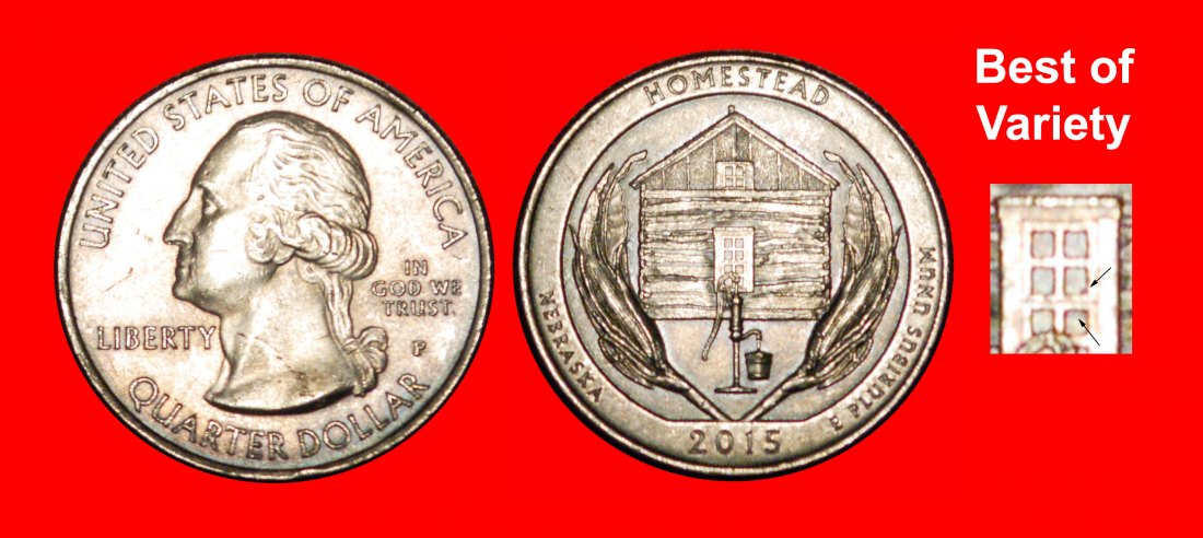  * MAIS, HAUS: USA ★ 1/4 DOLLAR 2015P STG von der Rolle! BESTER VARIETÄT! WASHINGTON ★OHNE VORBEHALT!   