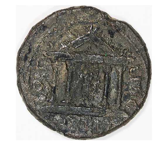 Maximinus I,235-238 AD,Temple with Dionysos,AE26 mm, 8,81g.