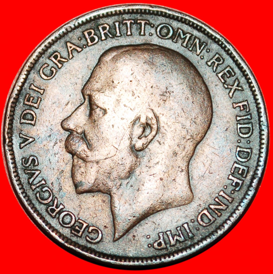  * HERRIN DER SEEN *GROSSBRITANNIEN★PENNY 1917 GEORG V. (1911-1936) INTERESSANTER TYP★OHNE VORBEHALT!   