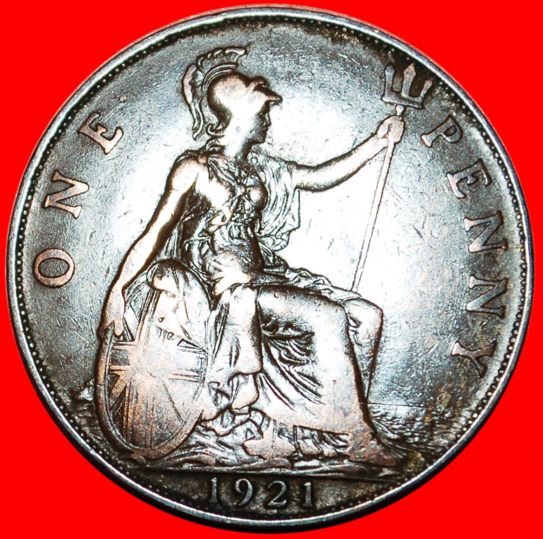  * MISTRESS OF THE SEAS * UNITED KINGDOM ★ PENNY 1921 GEORGE V (1911-1936)★LOW START! ★ NO RESERVE!   