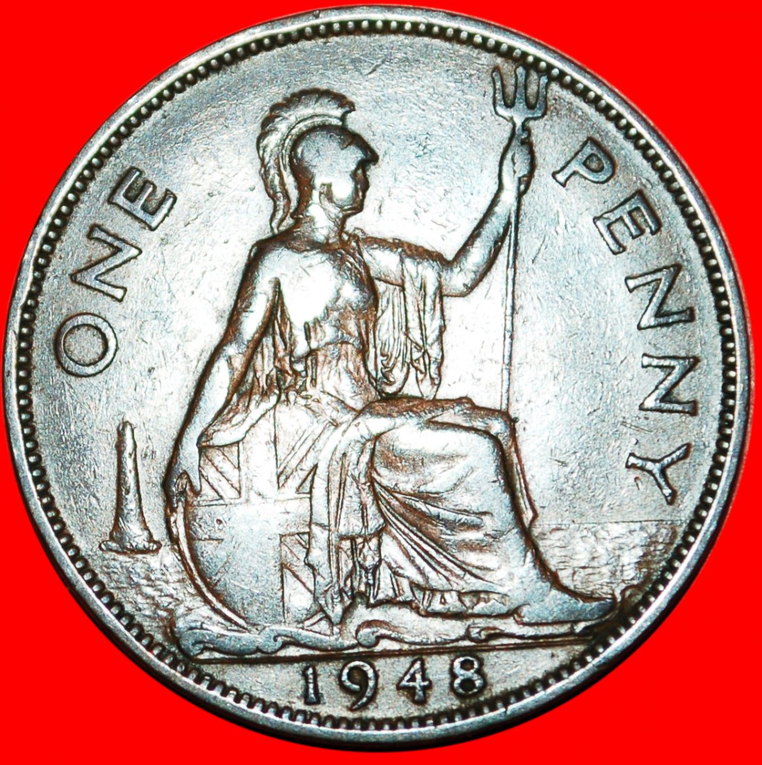  * HERRIN DER SEEN*GROSSBRITANNIEN★PENNY 1948 GEORG VI. (1937-1952) INTERESSANTER TYP★OHNE VORBEHALT!   