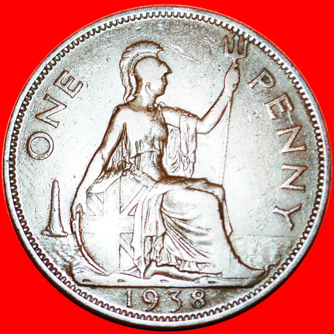  * HERRIN DER SEEN*GROSSBRITANNIEN★PENNY 1938 GEORG VI. (1937-1952)★INTERESSANTER TYP★OHNE VORBEHALT!   