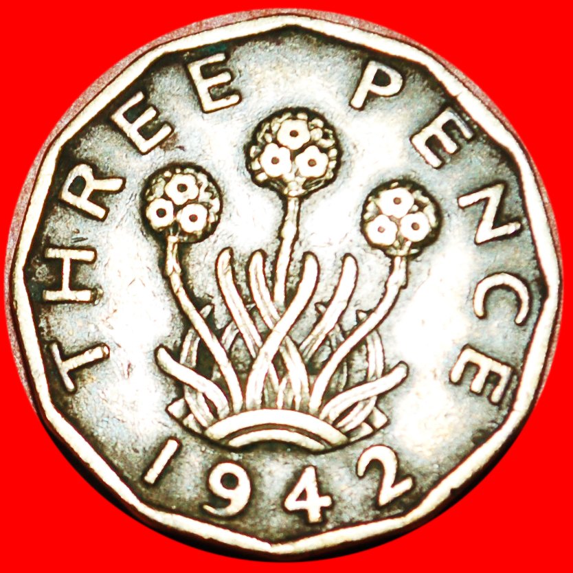 * WARTIME (1939-1945): UNITED KINGDOM ★ 3 PENCE 1942 GEORGE VI (1937-1952)!★LOW START! ★ NO RESERVE!
