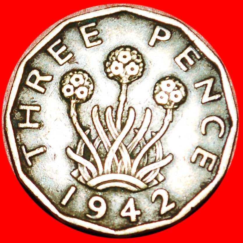  * KRIEGSZEIT (1939-1945): GROSSBRITANNIEN ★ 3 PENCE 1942 GEORG VI. (1937-1952)! OHNE VORBEHALT!   