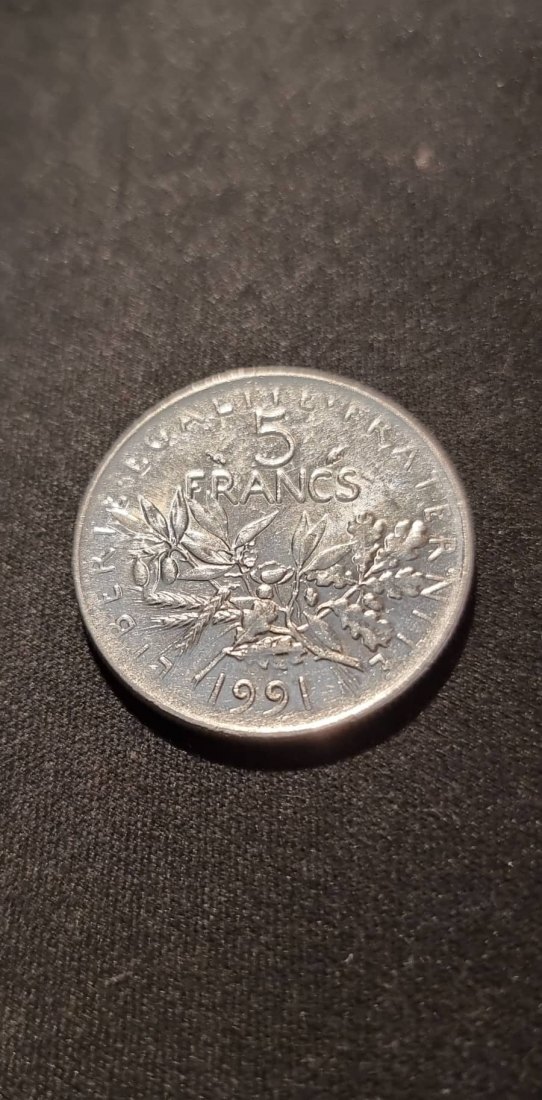  Frankreich 5 Franc 1991 Umlauf VZ   