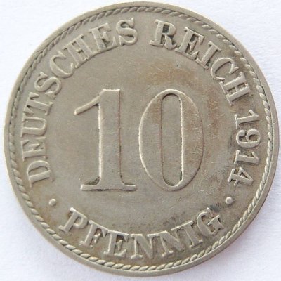  Deutsches Reich 10 Pfennig 1914 A K-N ss+   