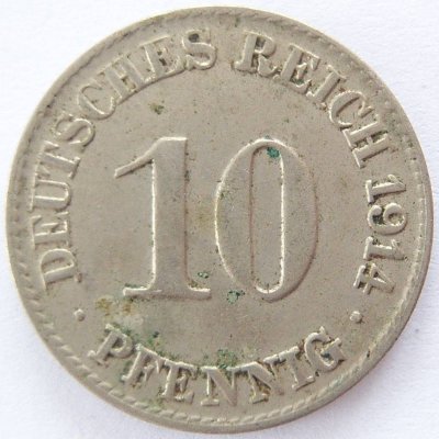  Deutsches Reich 10 Pfennig 1914 D K-N vz   