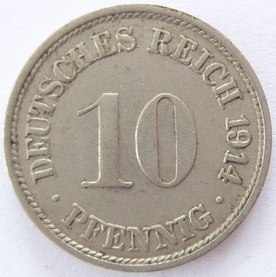  Deutsches Reich 10 Pfennig 1914 F K-N vz   