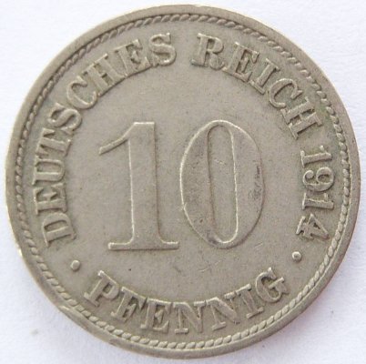  Deutsches Reich 10 Pfennig 1914 G K-N ss   