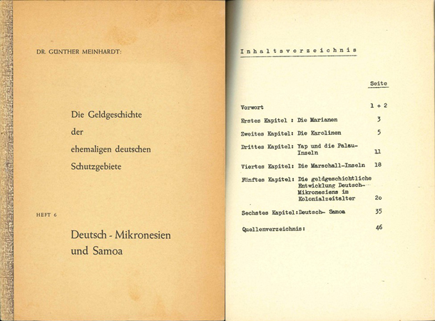  Dr. Günter Meinhardt; Die Geldgeschichte der ehemaligen deutschen Schutzgebiete; Heft Nr.6   