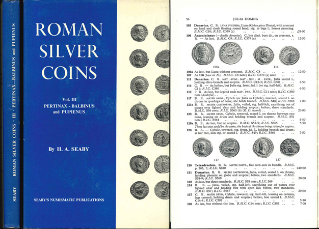  H. A. Seaby; Roman Silver Coins; Vol III.; Pertinax - Balbinus and Pupienus; London 1969   