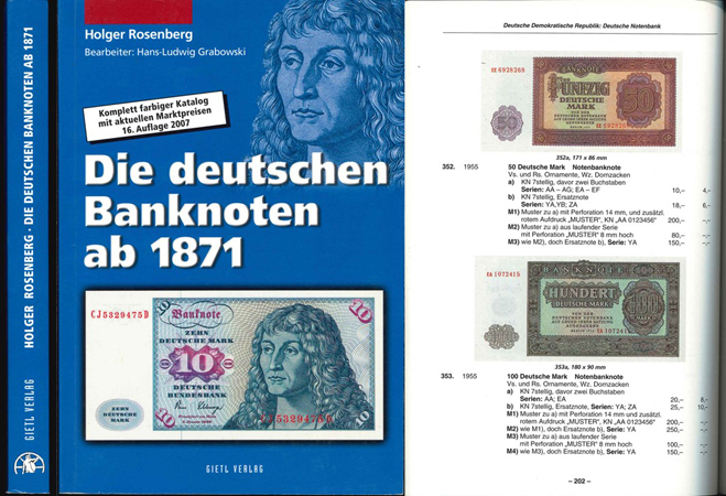  Holger Rosenberg; Die deutschen Banknoten ab 1871; Katalog mit Marktpreisen; Regenstauf 2007   
