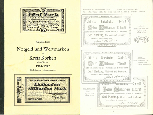  Wilhelm Döll; Kreis Borken; Notgeld und Wertmarken 1914-1947; Ahaus / Borken 1983   