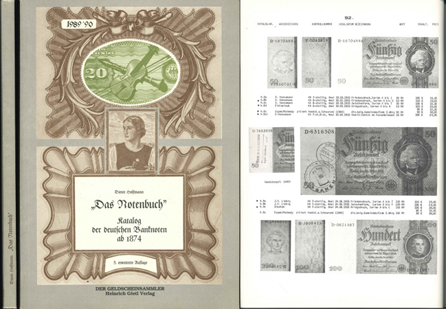  Hoffmann, Dieter; Das Notenbuch Katalog deutscher Banknoten ab 1874; 5. erweiterte Auflage 1989/90   