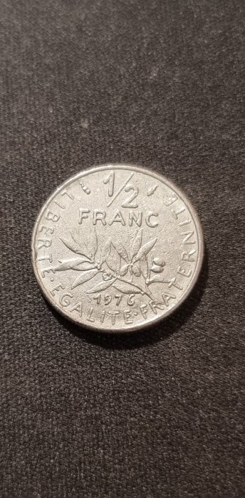  Frankreich 1/2 Franc 1976 Umlauf   