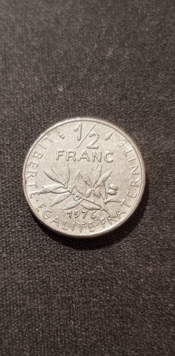  Frankreich 1/2 Franc 1976 Umlauf   
