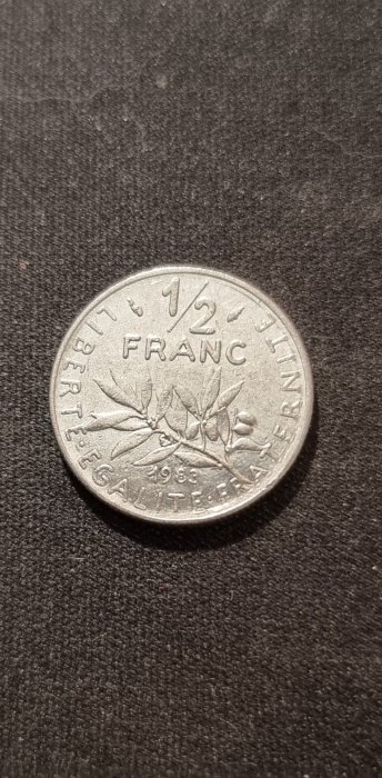  Frankreich 1/2 Franc 1983 Umlauf   