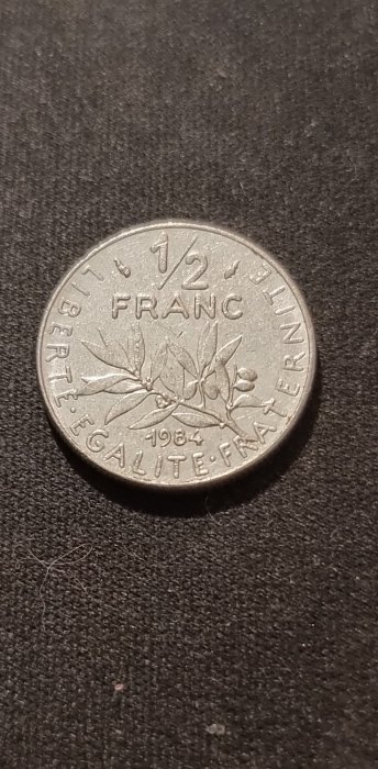  Frankreich 1/2 Franc 1984 Umlauf   