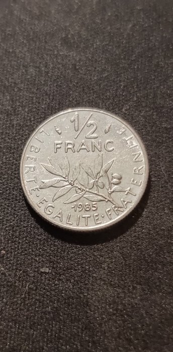  Frankreich 1/2 Franc 1985 Umlauf   