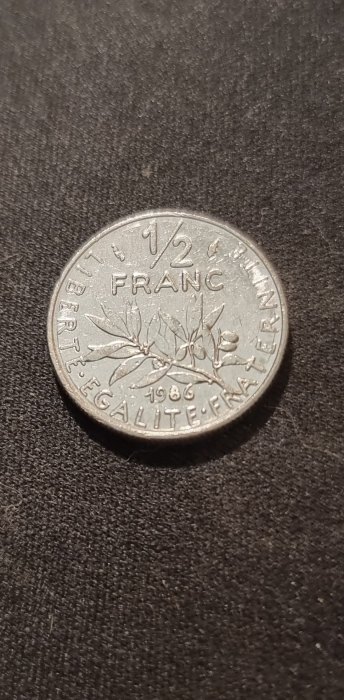  Frankreich 1/2 Franc 1986 Umlauf   