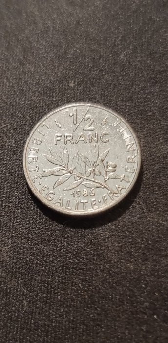  Frankreich 1/2 Franc 1986 Umlauf   