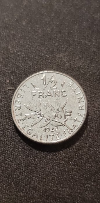  Frankreich 1/2 Franc 1987 Umlauf   