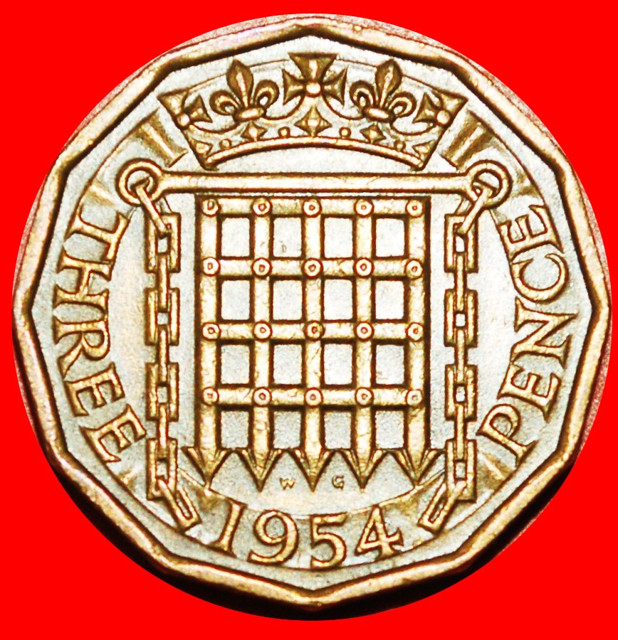 * PORTCULLIS (1954-1970): UNITED KINGDOM ★ 3 PENCE 1954! GREAT BRITAIN!★LOW START ★ NO RESERVE!
