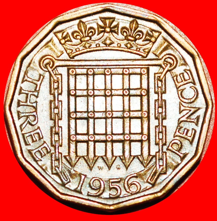  * PORTCULLIS (1954-1970): UNITED KINGDOM ★ 3 PENCE 1956! GREAT BRITAIN!★LOW START ★ NO RESERVE!   