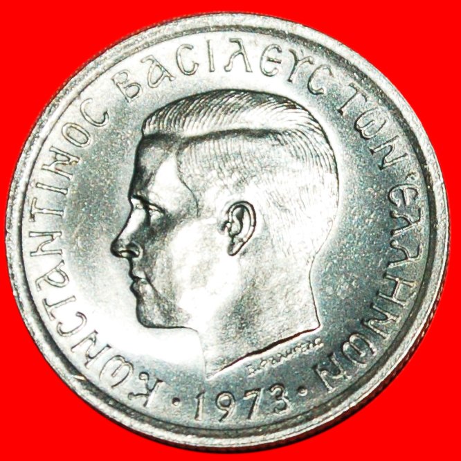 * SCHWARZE OBERSTE PHÖNIX: GRIECHENLAND ★50 LEPTA 1973 STG! KONSTANTIN II. 1964-1973★OHNE VORBEHALT!
