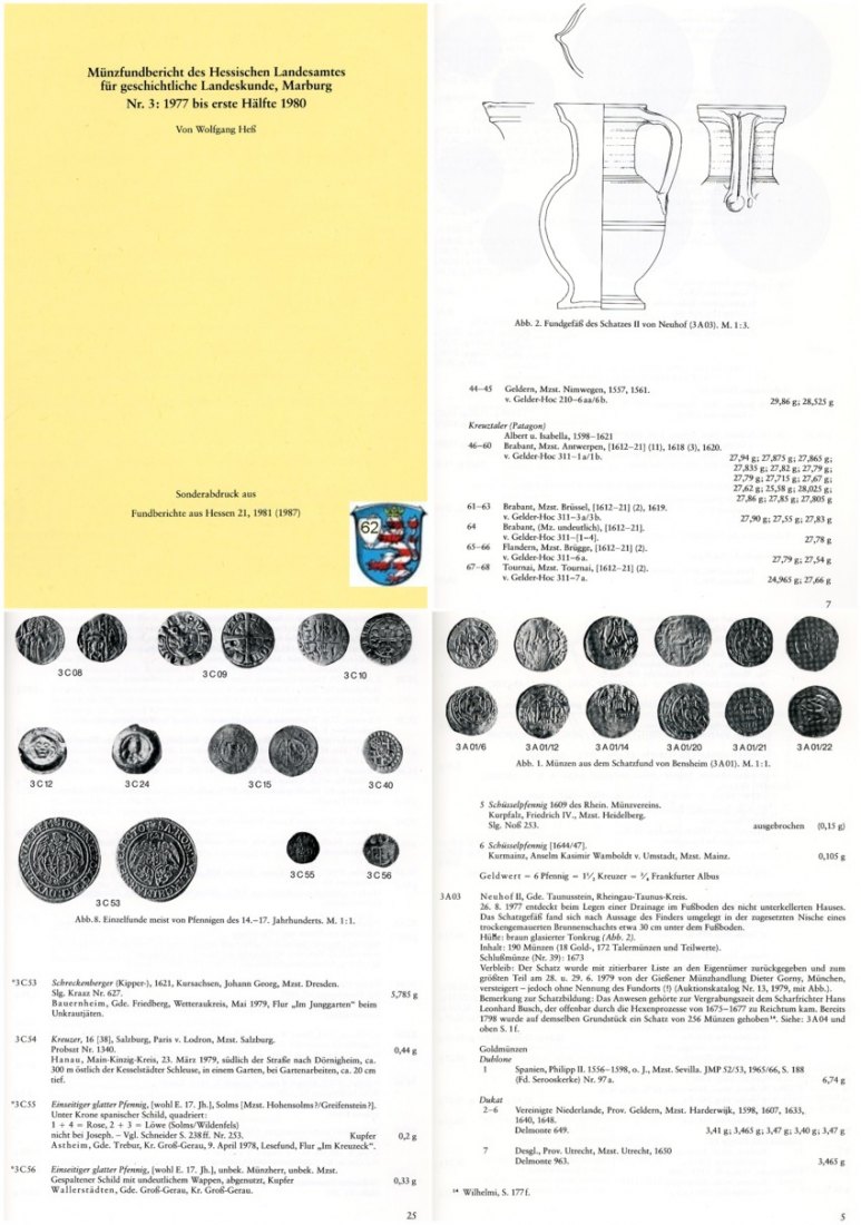  Heß - Münzfundbericht des Hessischen Landesamtes Nr 03 von 1977 bis 1980   