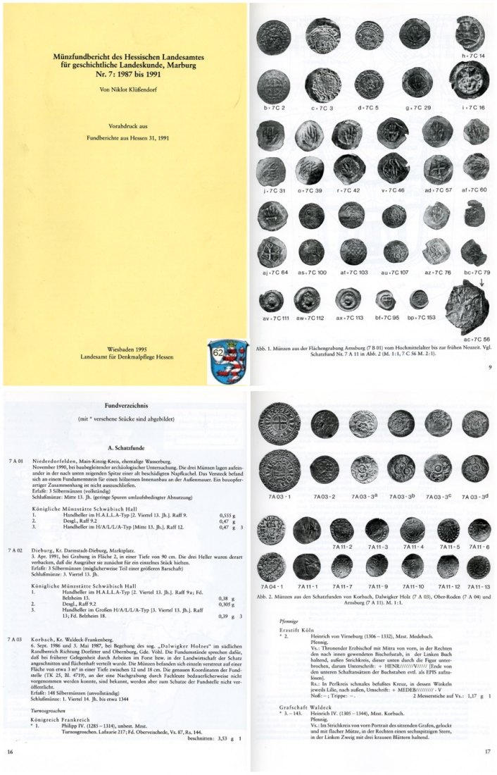 Klüßendorf - Münzfundbericht des Hessischen Landesamtes Nr 07 von 1987 bis 1991   