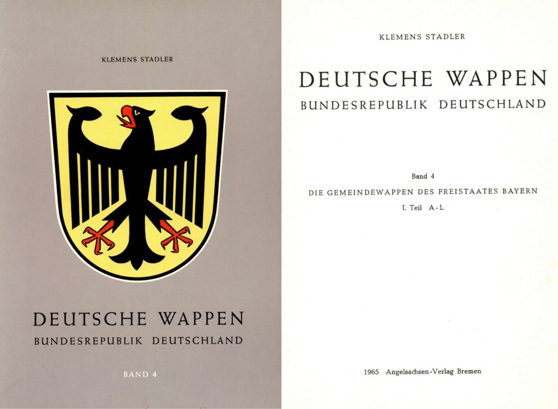  HERALDIK !  Stadler - Deutsche Wappen Bundesrepublik Deutschland Band 4 BAYERN Teil 1 A bis L   