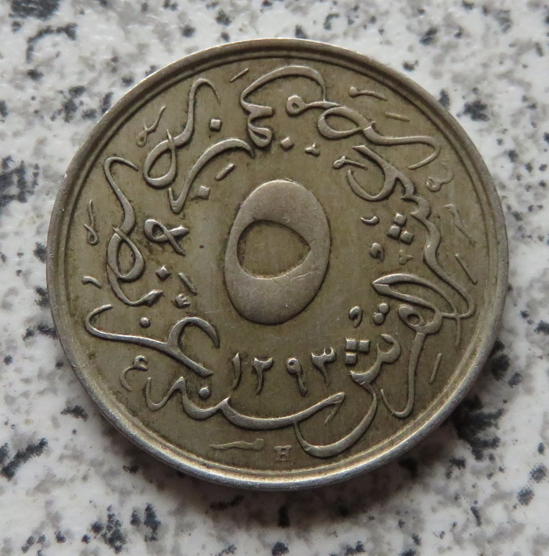  Ägypten 5/10 Qirsh 1293/33 H (1907 H), relativ selten, besser   
