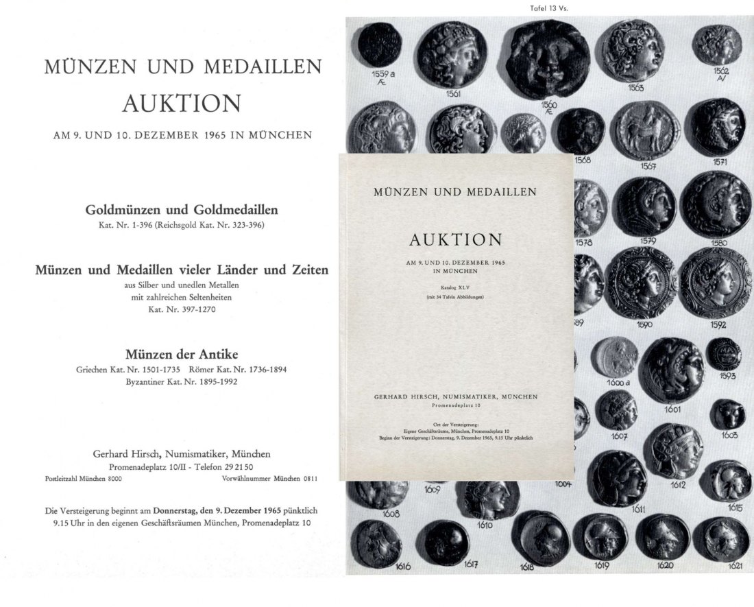  Hirsch (München) Auktion 45 (1965) Münzen/Medaillen vieler Länder und Zeiten Münzen Antike Griechen   