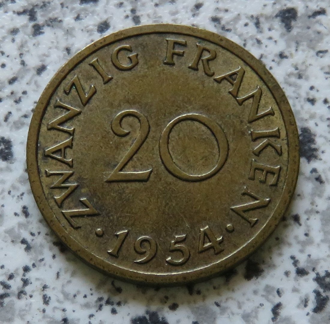  Saarland 20 Franken 1954   