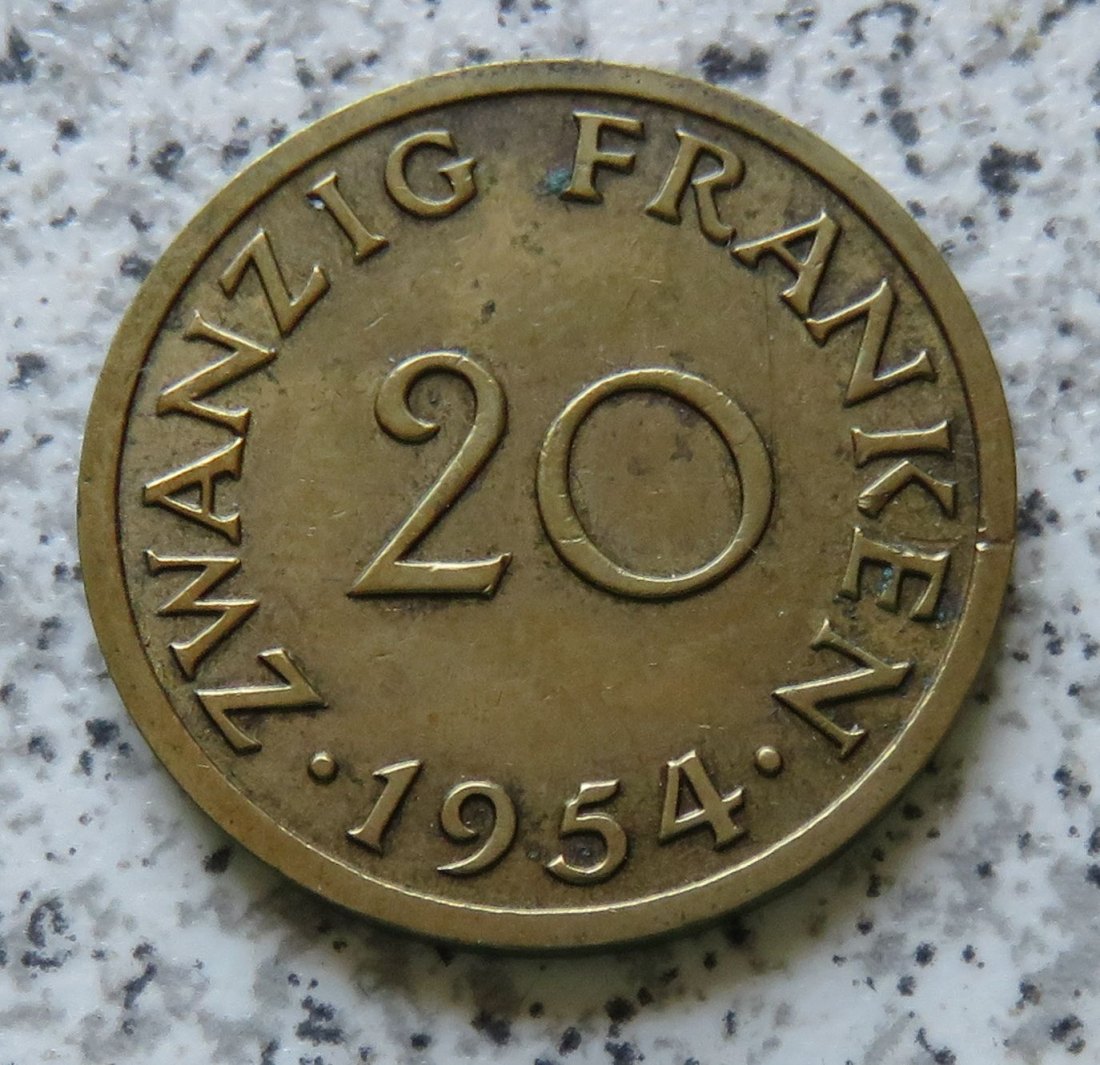  Saarland 20 Franken 1954   