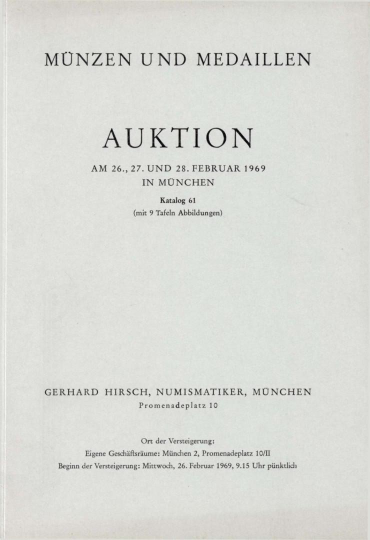  Hirsch (München) Auktion 61 (1969) Münzen ab 1800 ,bedeutende Serie Revolution & Napoleon ,Russland   