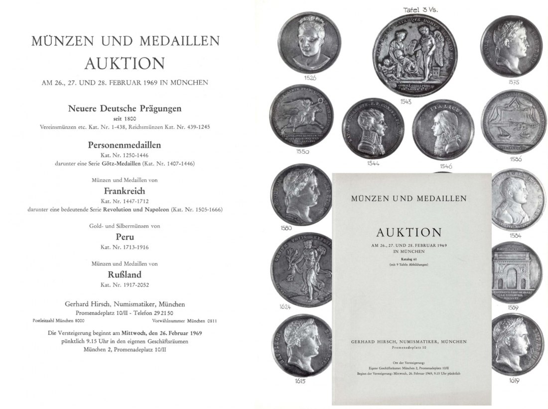  Hirsch (München) Auktion 61 (1969) Münzen ab 1800 ,bedeutende Serie Revolution & Napoleon ,Russland   