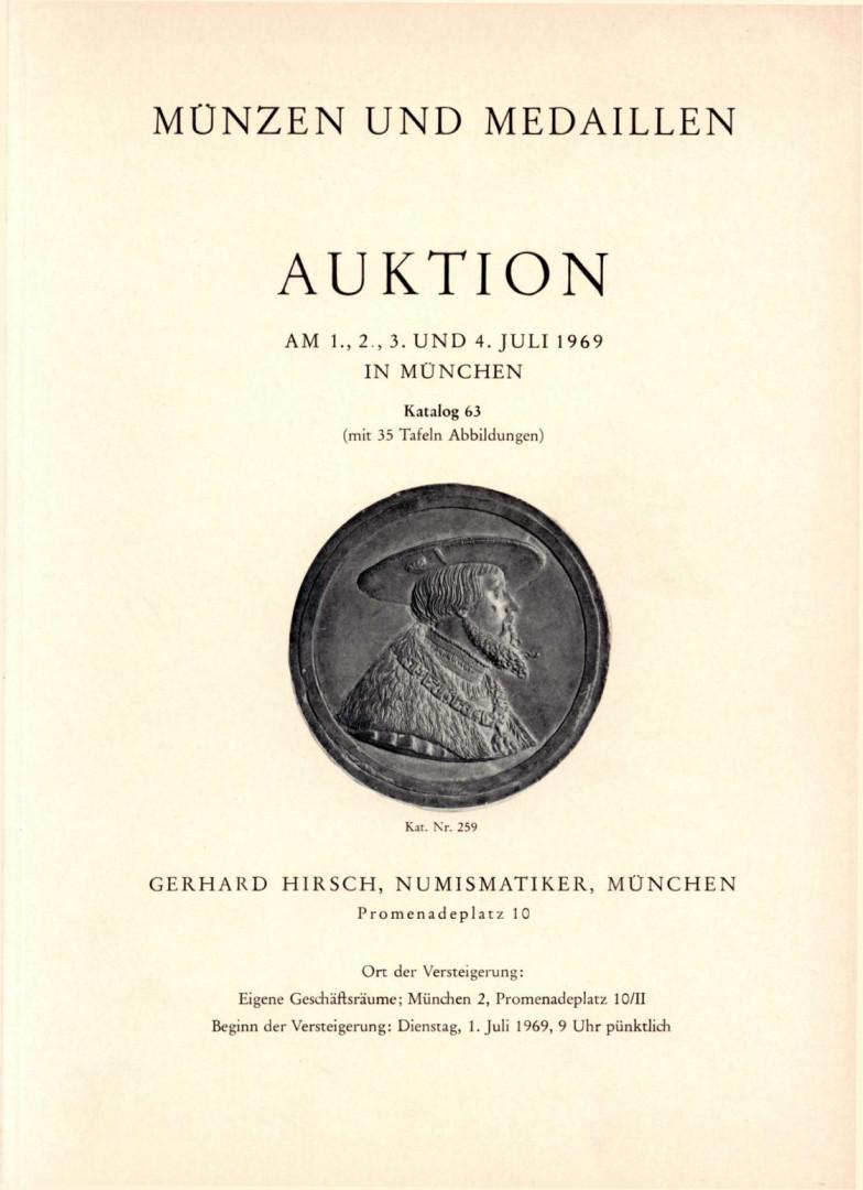  Hirsch (München) Auktion 63 (1969) Antike bis Neuzeit ,Kunstmedaillen Renaissance und des Barock ua   