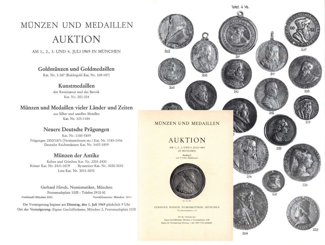  Hirsch (München) Auktion 63 (1969) Antike bis Neuzeit ,Kunstmedaillen Renaissance und des Barock ua   