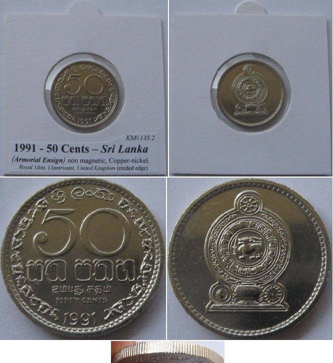  1991,Sri Lanka, 50 Cents   