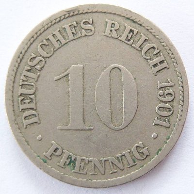  Deutsches Reich 10 Pfennig 1901 G K-N s-ss   